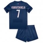 Günstige Fußballtrikots Paris Saint-Germain Kvaratskhelia 7 Kinder Heimtrikot 2024-25 Kurzarm